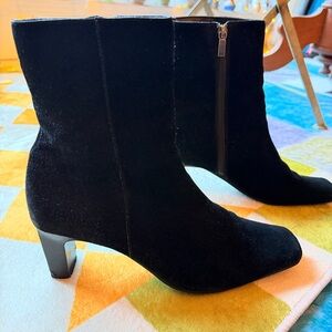Black Suede Ankle Boots, Vintage 1985